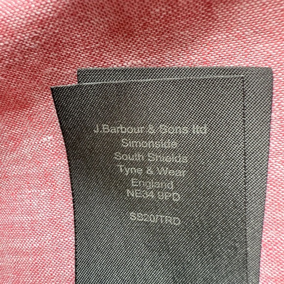 Barbour Linen Mix Short Sleeve Shirt Men L Pink Red Chambray Summer Casual $125 - Picture 10 of 12